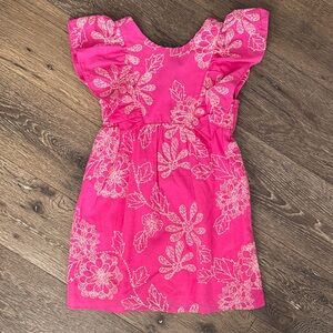 Zara Hot Pink Floral Ruffle-Sleeve Dress